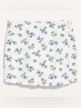 Floral Print Women's Skort in White and Blue